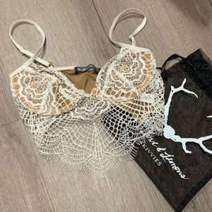 For Love & Lemons Bat Your Eyelashes Bra in white